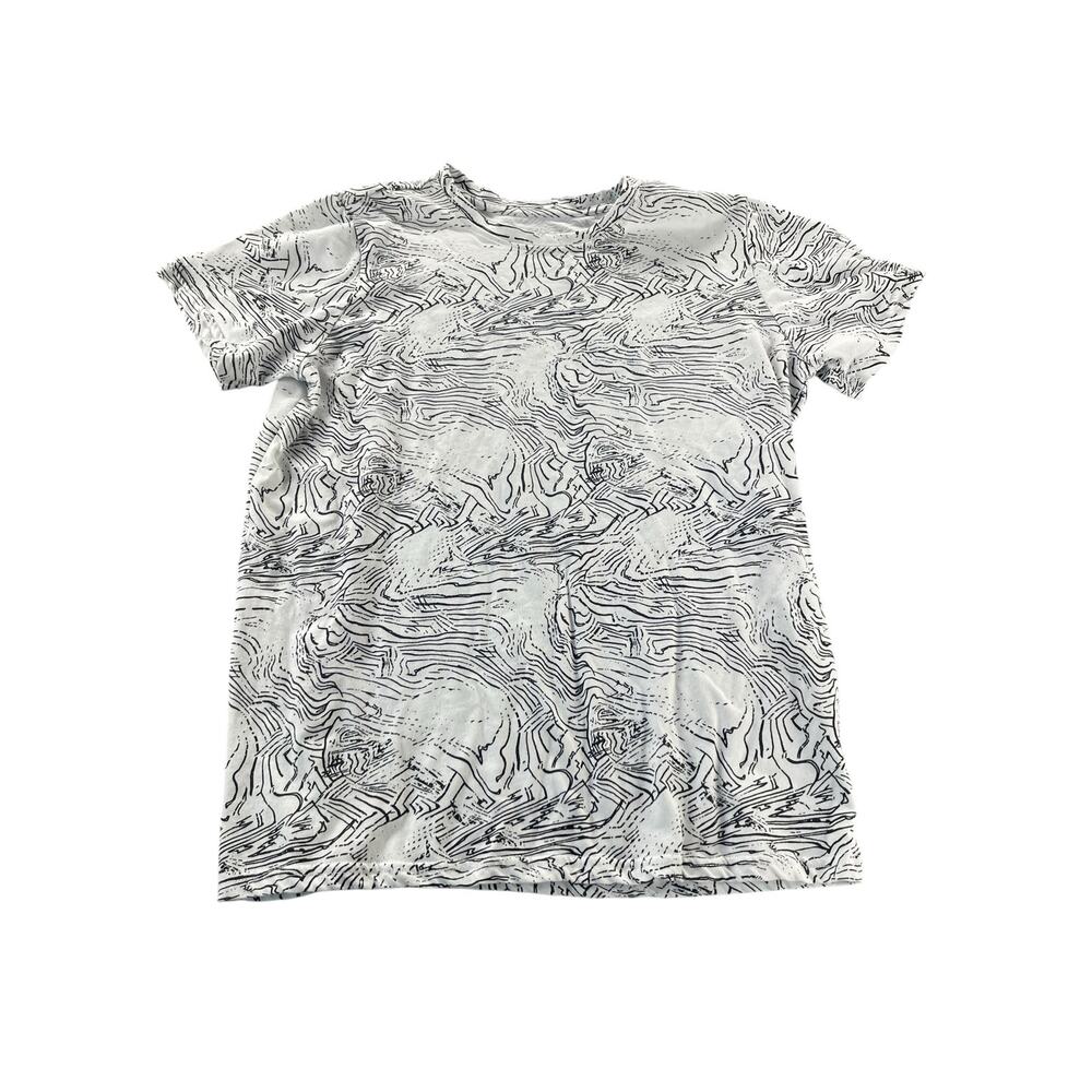 BCG White Black Abstract Print Short Sleeve T-Shirt Women's Size XL